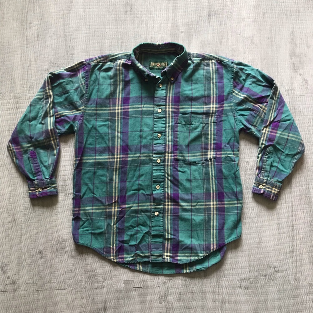 Old School American Eagle Plaid Flannel - Small